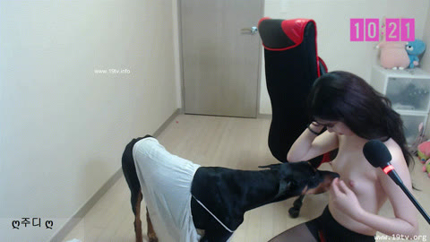 BJ주디_도베르만犬에게 젖빨리고 자위