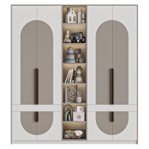 Children's wardrobe with illuminated shelves.